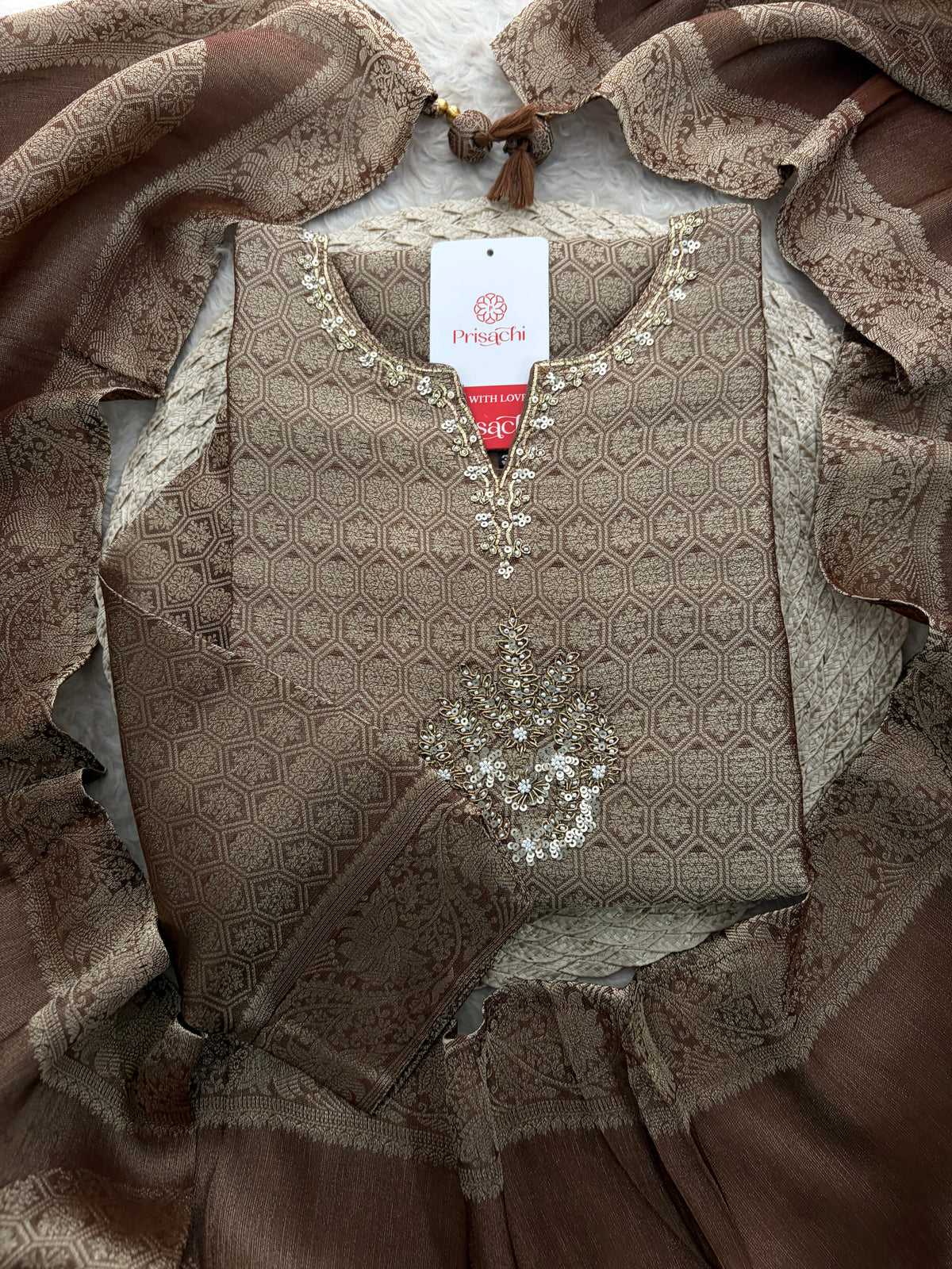 Embroidered Ethnic Kurta Set for Women with Palazzo Pant & Dupatta | Festive Wear & party Wear