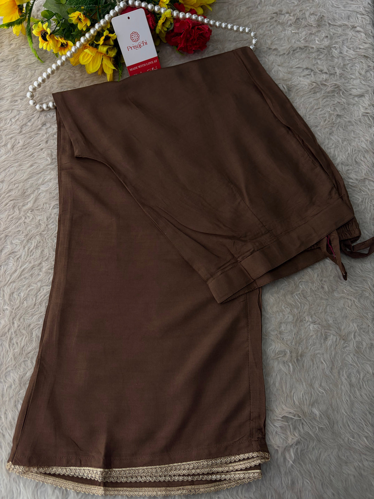 Brown Embroidered Ethnic Kurta Set for Women with Palazzo Pant & Dupatta | Festive Wear & party Wear