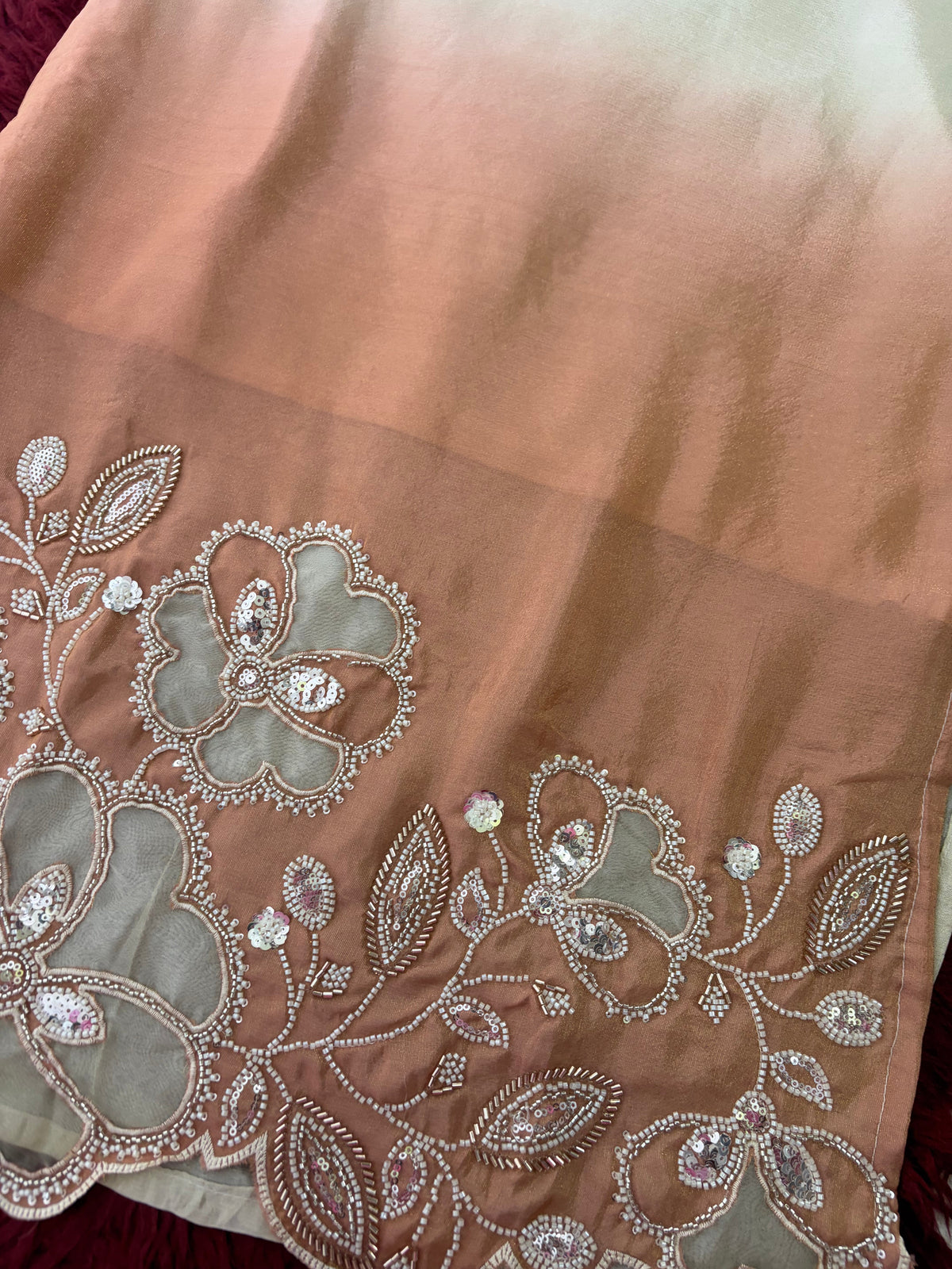 Elegant Gradient Off-White Embroidered Kurta Set with Palazzo Pant | Ethnic Co-Ord Set Party & Daily wear