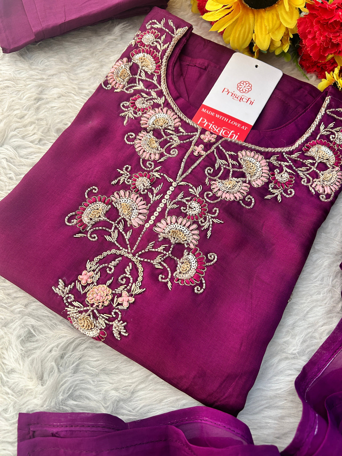 Designer Zardozi Embroidered Kurta Set with Dupatta & Pants for Women | Traditional Ethnic Suit Set