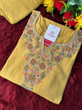 Yellow Designer Embroidered Kurta Set with Pants & Dupatta for Women | Casual & Office Wear Ethnic Suit Set