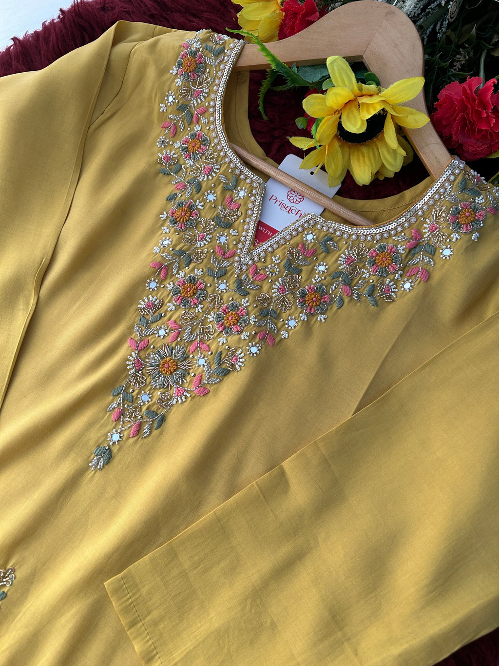 Yellow Designer Embroidered Kurta Set with Pants & Dupatta for Women | Casual & Office Wear Ethnic Suit Set