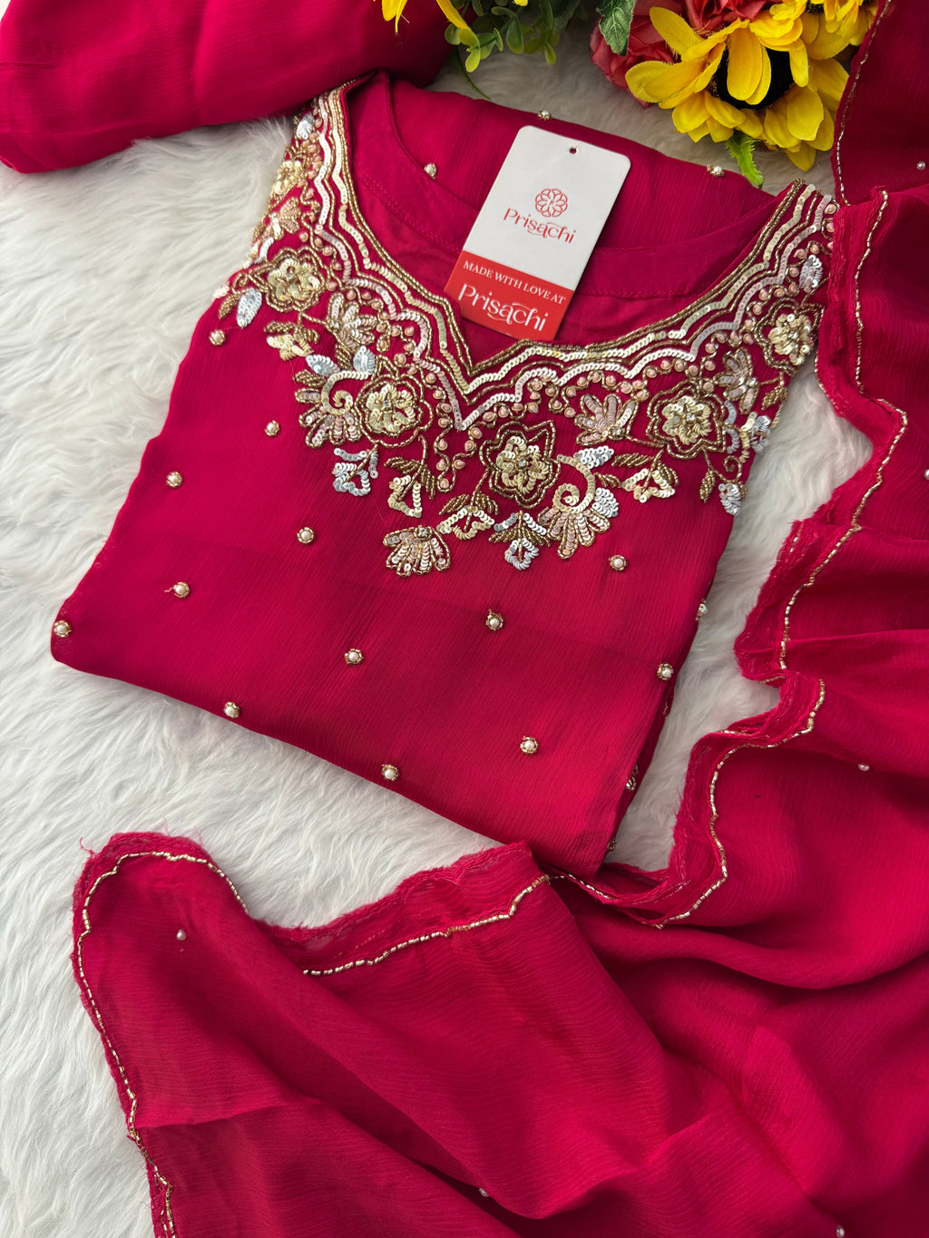 Pink Designer Embroidered Kurta Set with Pants & Dupatta – Ethnic Wear for Women