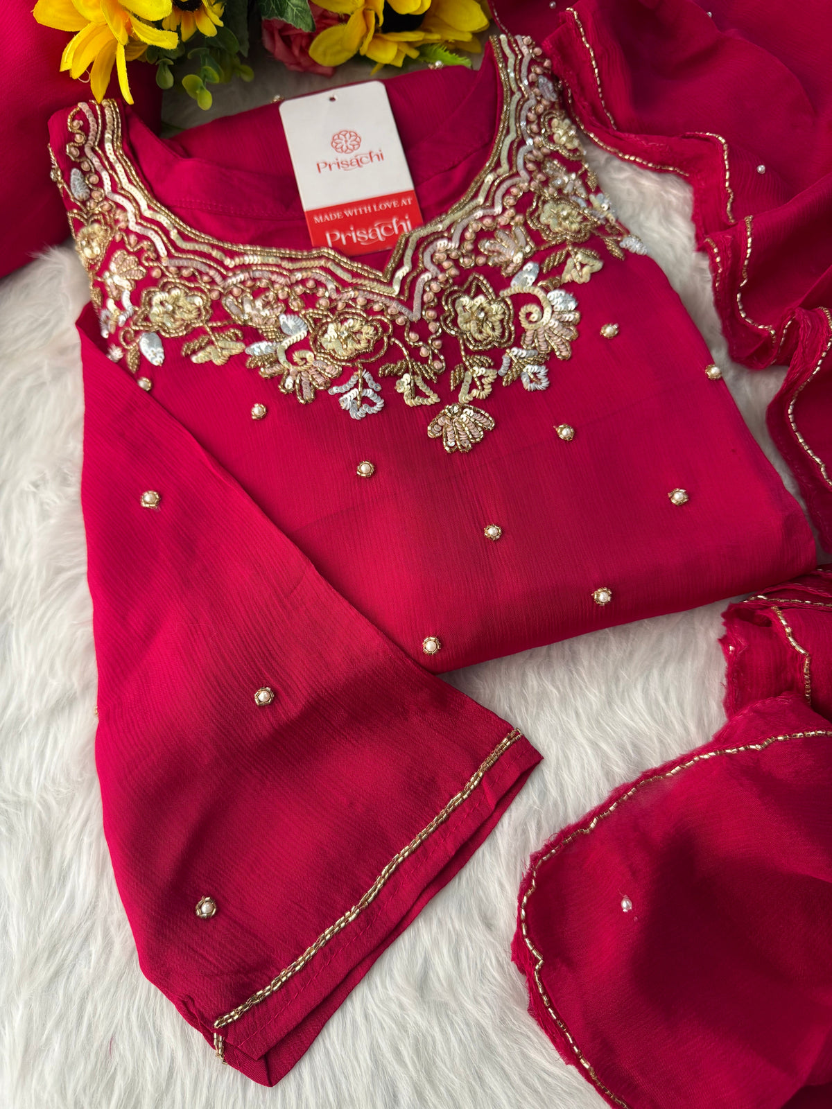 Designer Embroidered Kurta Set with Pants & Dupatta – Ethnic Wear for Women