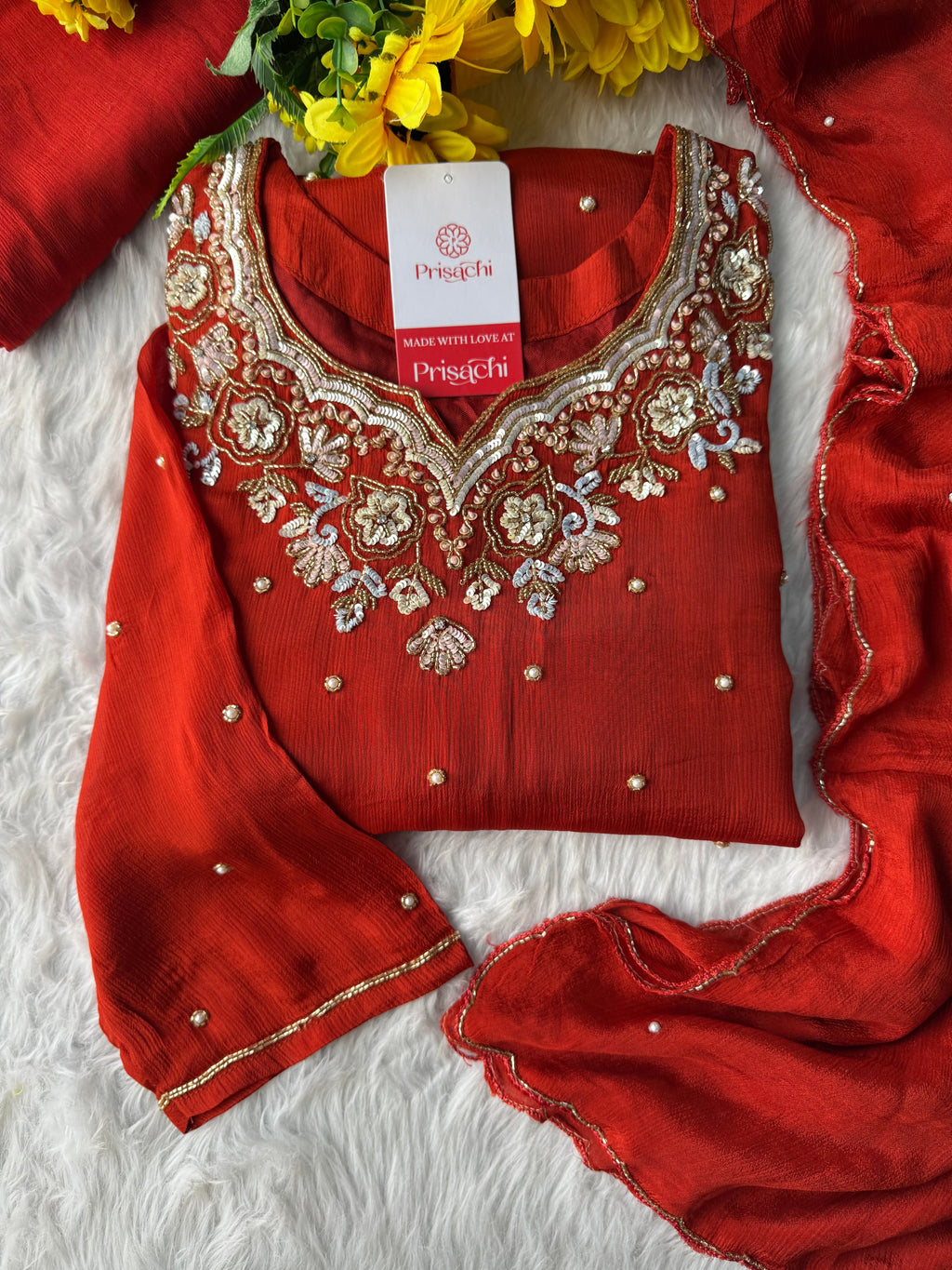Designer Embroidered Kurta Set with Pants & Dupatta – Ethnic Wear for Women