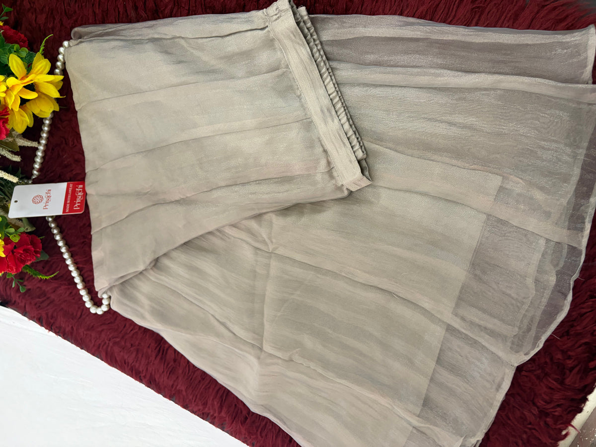 Light Grey Zardozi Embroidered Ethnic Kurta Set for Women with Pants & Dupatta