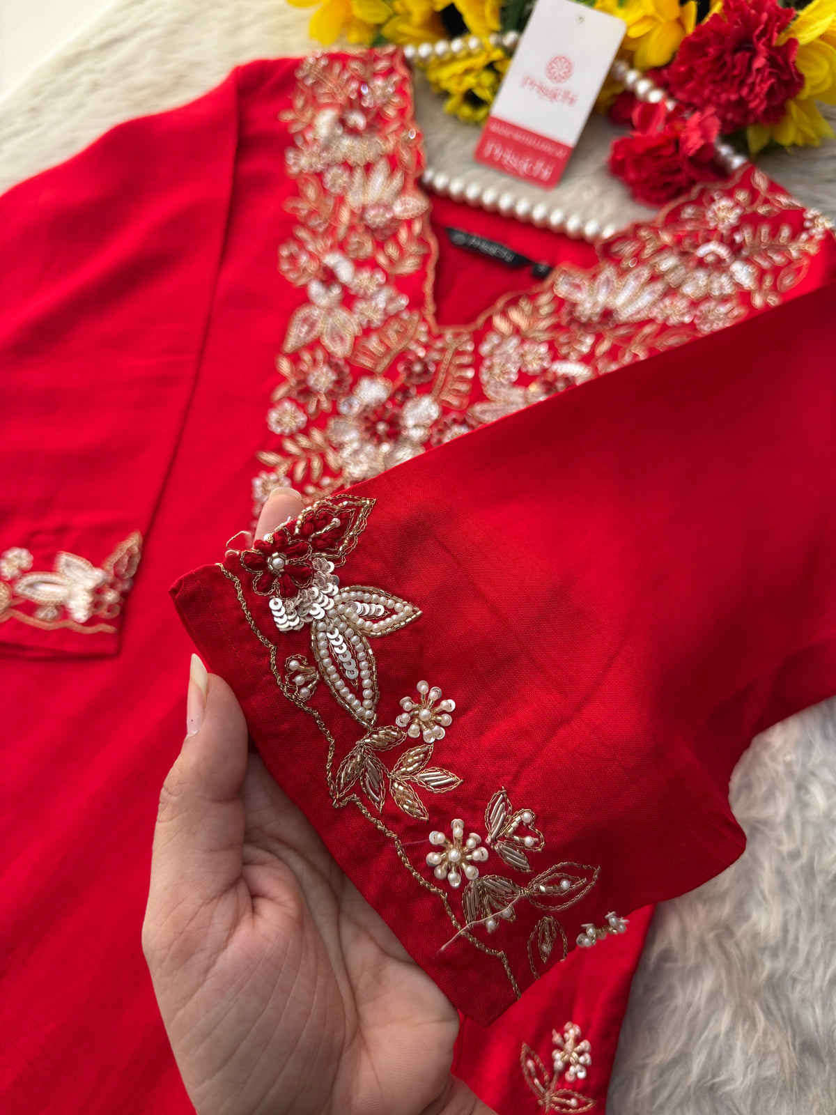 Designer Embroidered Ethnic Kurta Set With Pants & Dupatta for Women