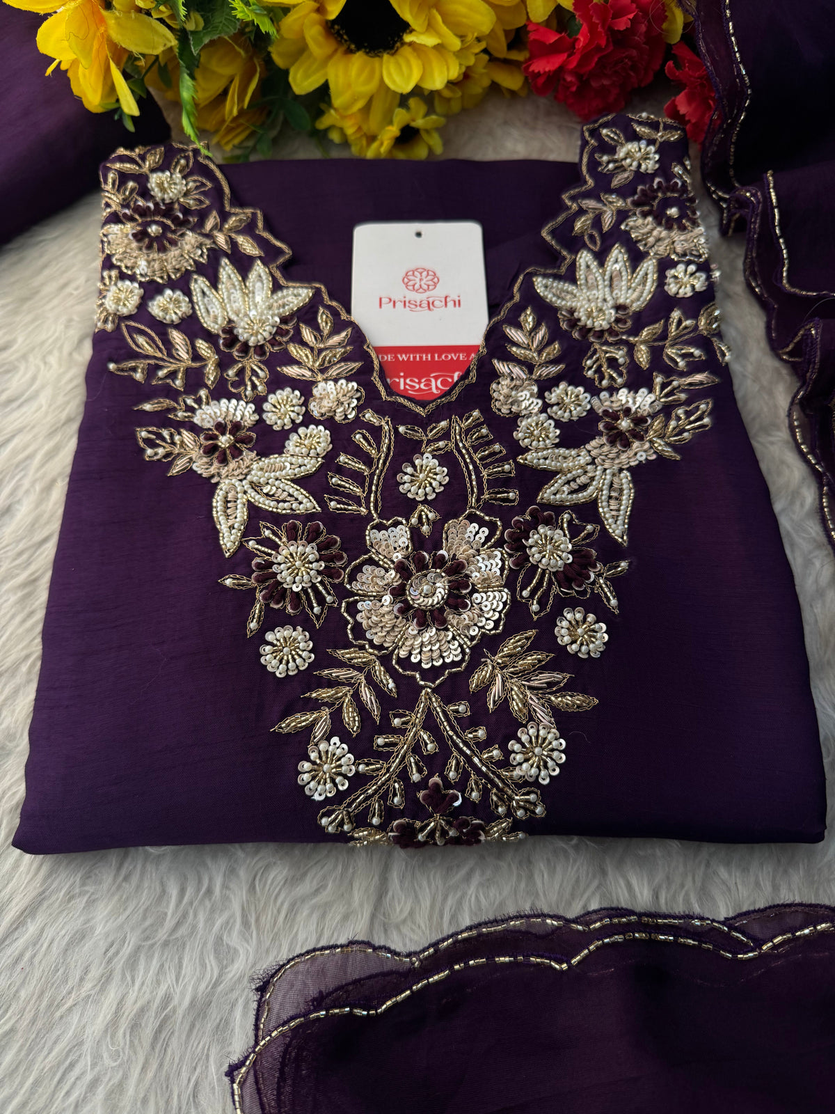 Designer Embroidered Ethnic Kurta Set With Pants & Dupatta for Women