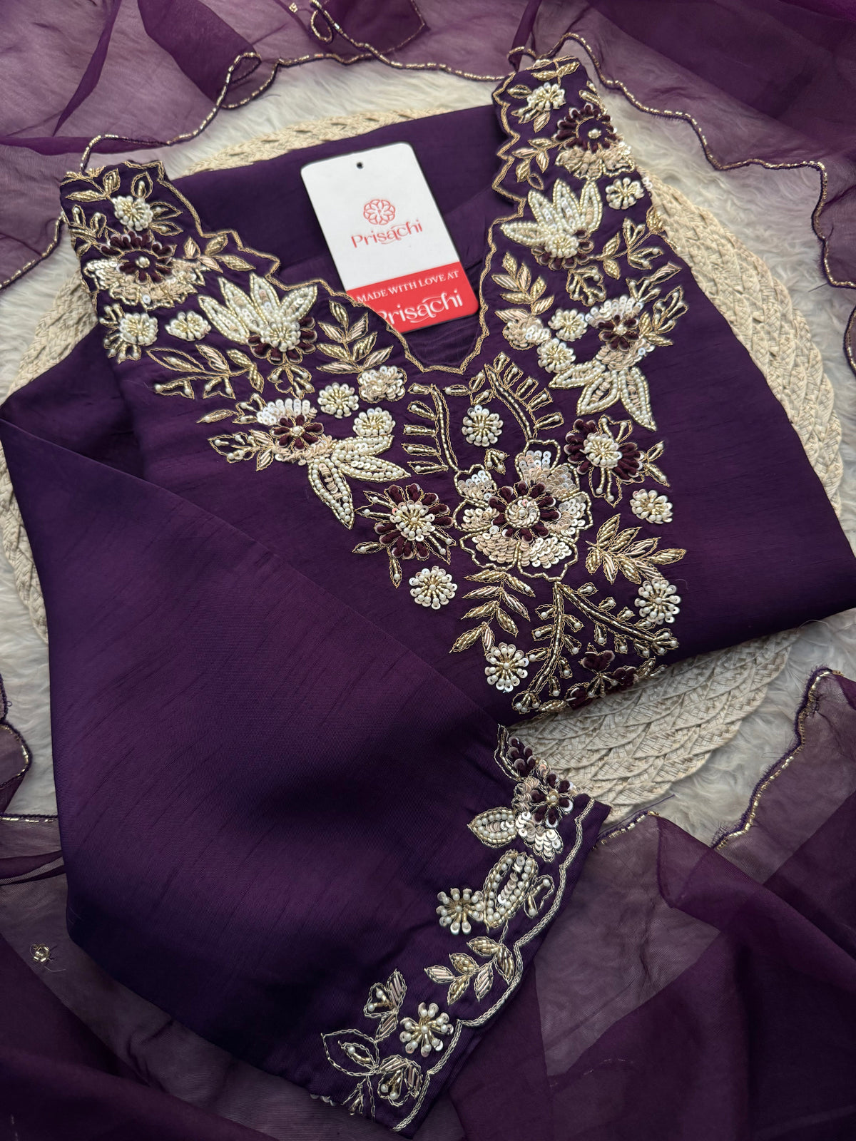 Designer Embroidered Ethnic Kurta Set With Pants & Dupatta for Women
