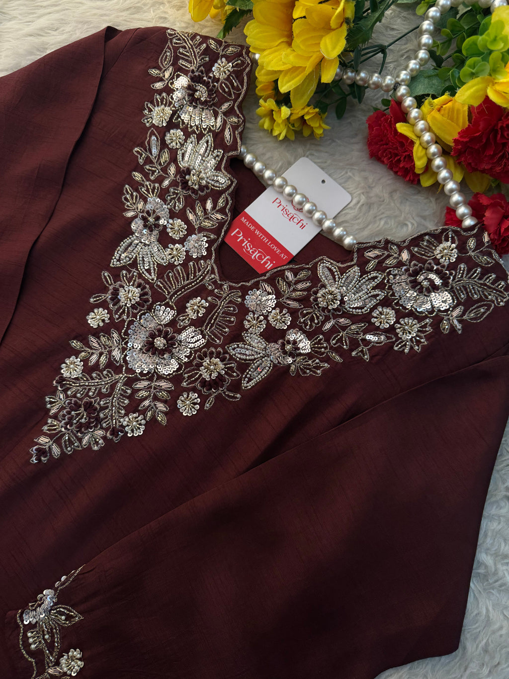 Designer Embroidered Ethnic Kurta Set With Pants & Dupatta for Women
