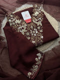 Brown Embroidered Ethnic Kurta Set With Pants & Dupatta| Wedding & Festive Wear