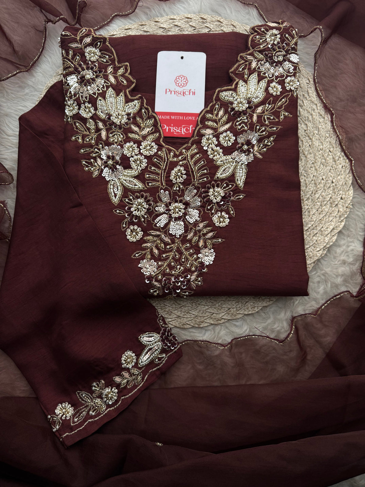 Designer Embroidered Ethnic Kurta Set With Pants & Dupatta for Women