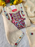 Off White Designer Embroidered Ethnic Kurta set with dupatta and Pants