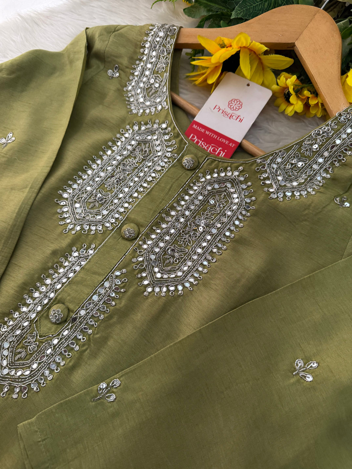 Green Designer Embroidered Kurta Set with Pants & Dupatta – Ethnic Wear for Women