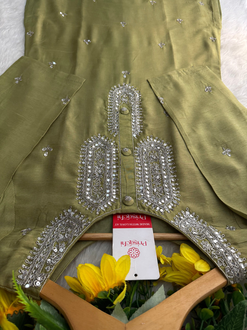 Green Designer Embroidered Kurta Set with Pants & Dupatta – Ethnic Wear for Women