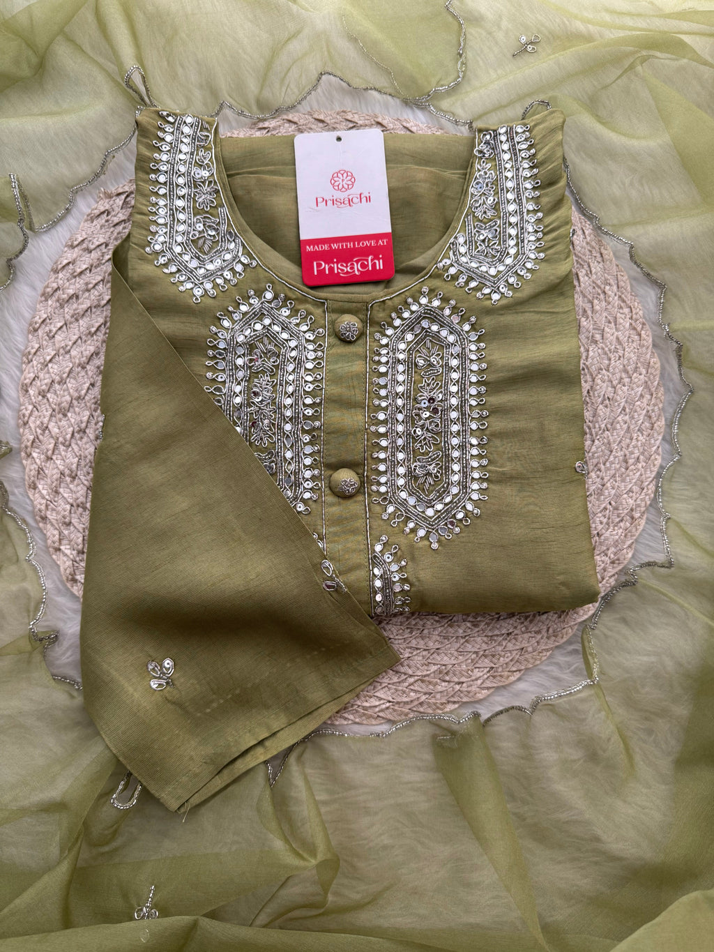 Designer Embroidered Ethnic kurta set with dupatta and pants for women