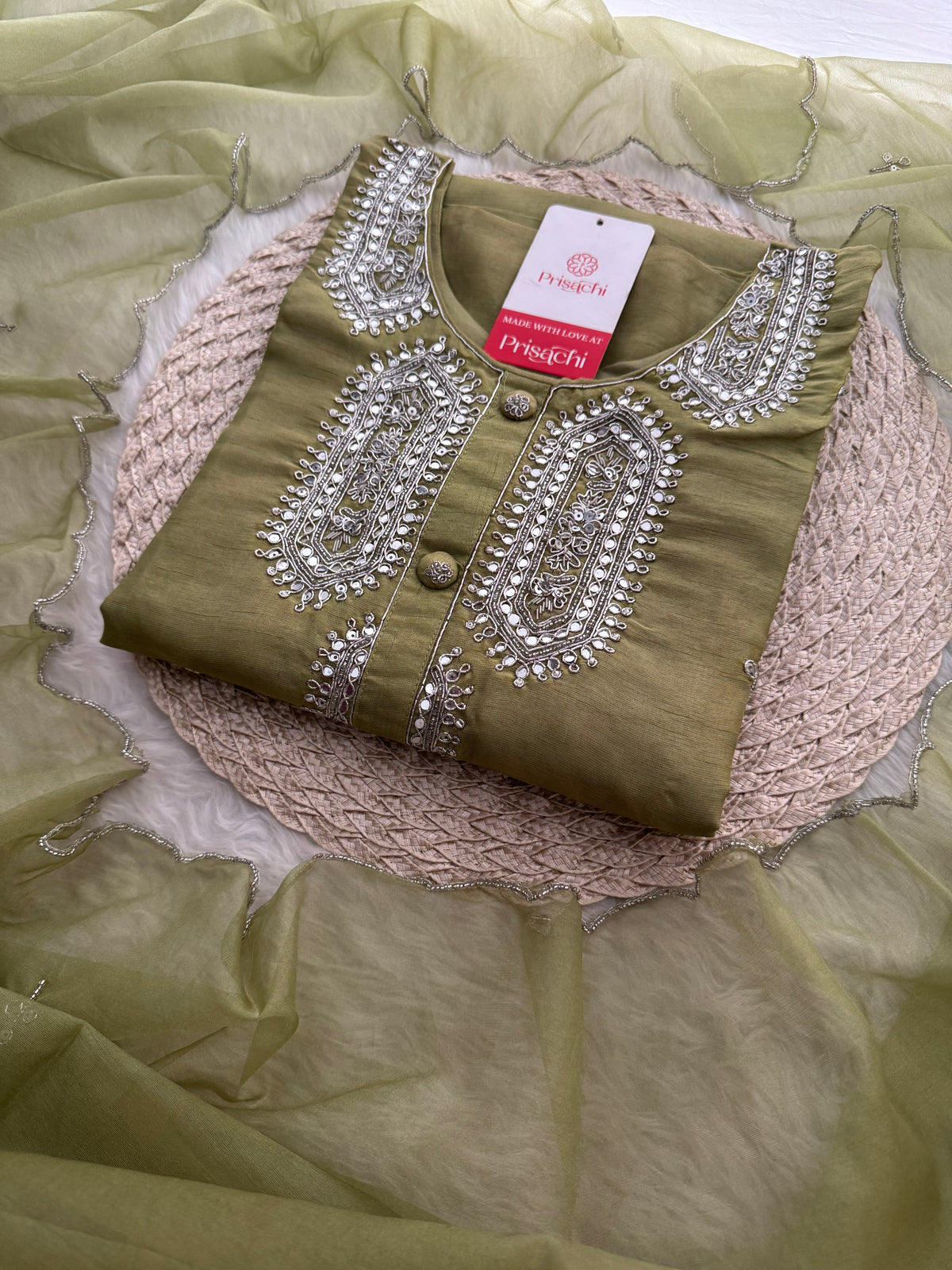 Designer Embroidered Ethnic kurta set with dupatta and pants for women