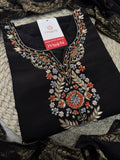 Black Designer Embroidered Kurta set with Banarasi Dupatta with Pant