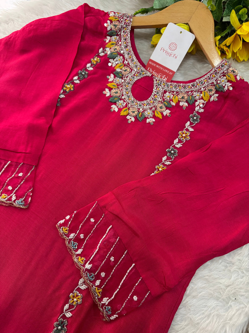 Pink Designer Embroidered Ethnic Kurta Set with Pants & Dupatta