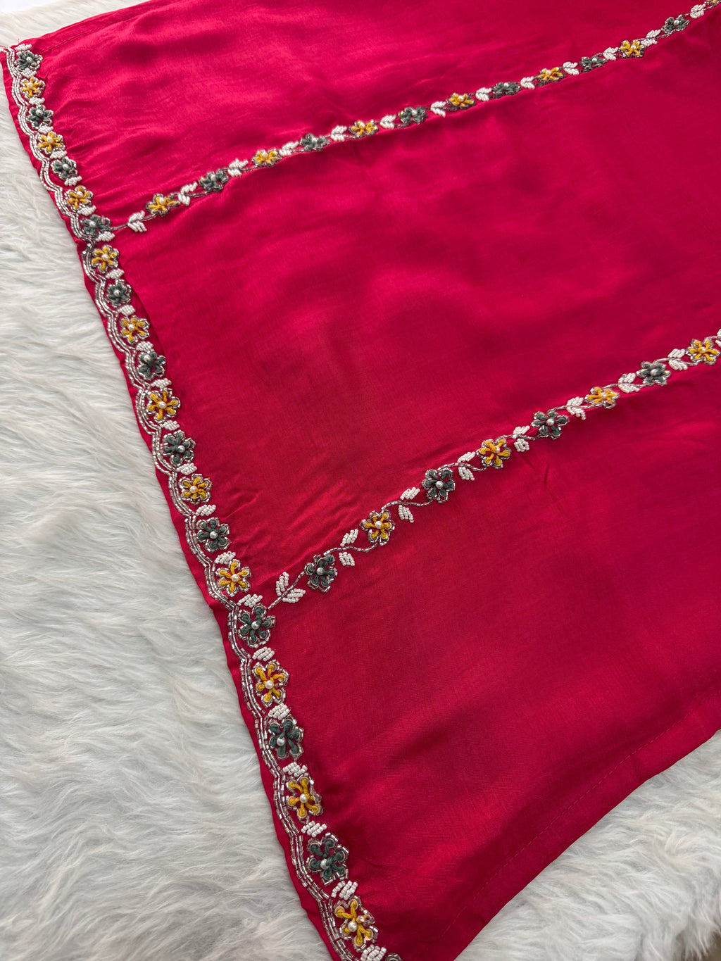 Pink Designer Embroidered Ethnic Kurta Set with Pants & Dupatta