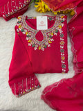 Pink Designer Embroidered Ethnic Kurta Set with Pants & Dupatta