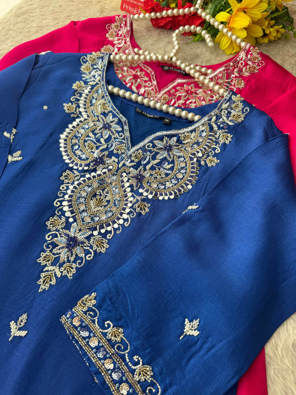 Zardozi Embroidered Ethnic Kurta Set With Straight Pants  | Festive & Party wear