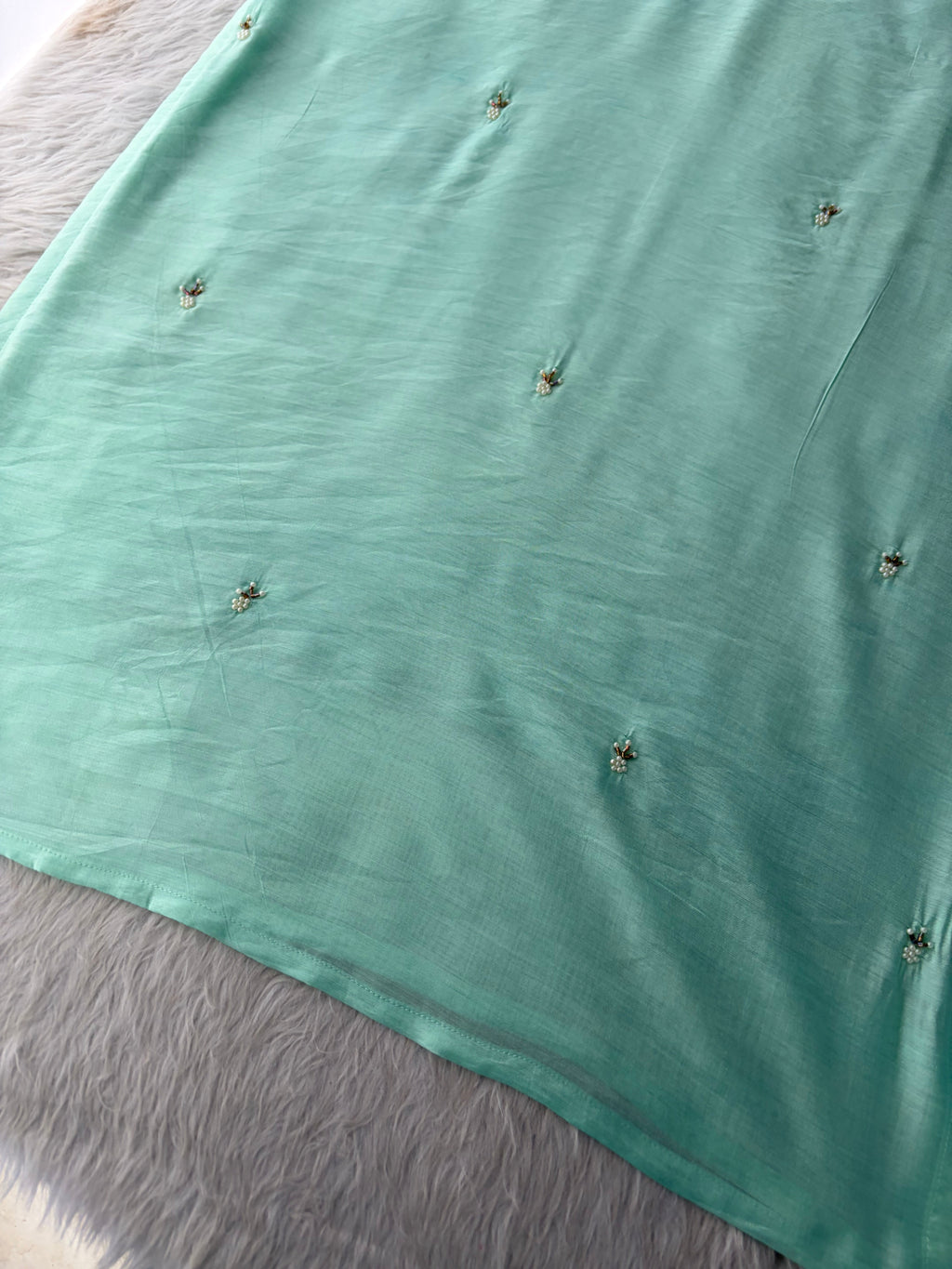 Mint Green Zardozi Embroidered Kurta Set for Women with Pants & Dupatta | Traditional Ethnic wear