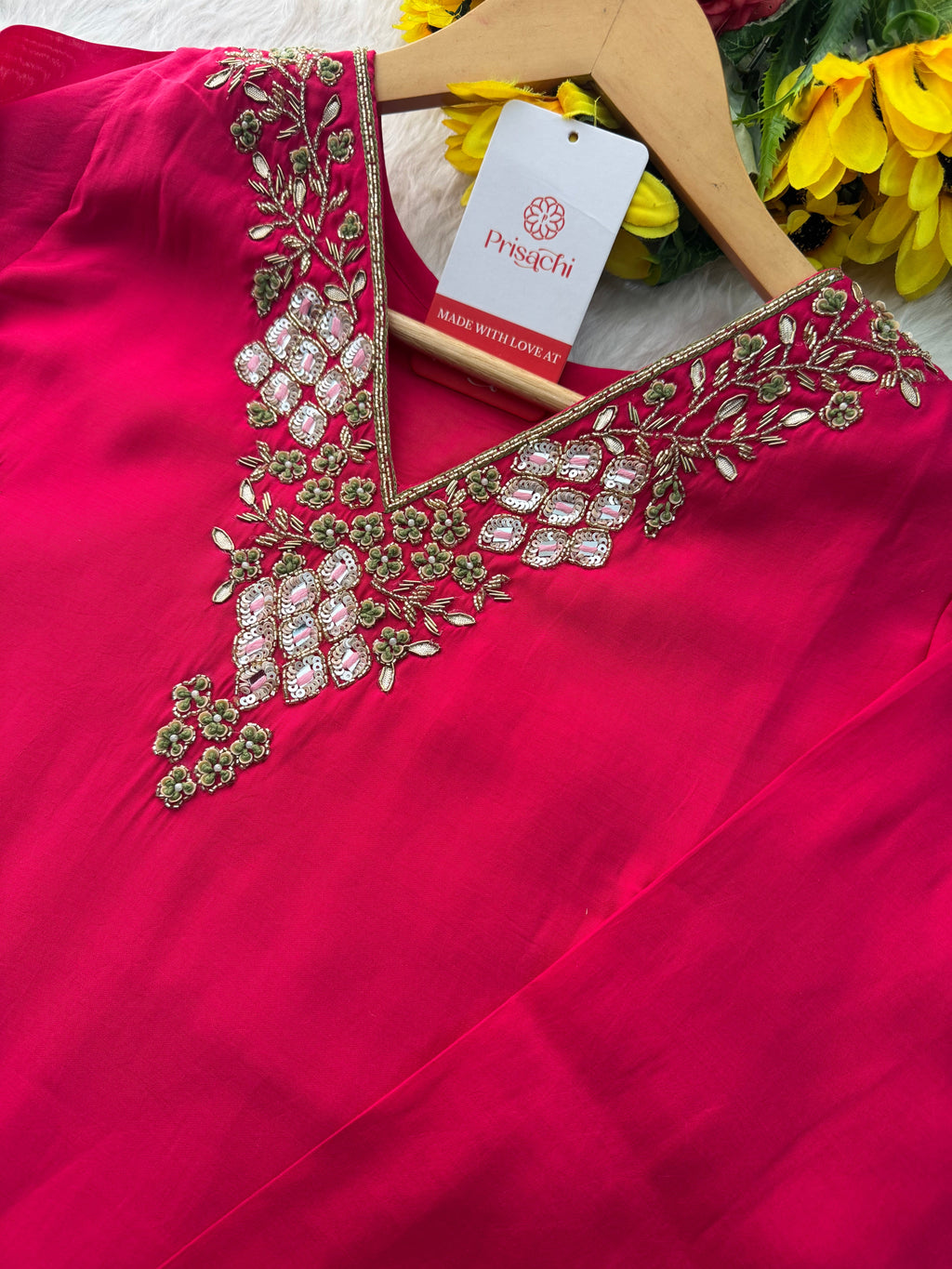 Pink Designer Embroidered Ethnic Kurta Set with Pants & Floral Dupatta