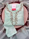 Mint Green Zardozi Embroidered Kurta Set for Women with Pants & Dupatta | Traditional Ethnic wear