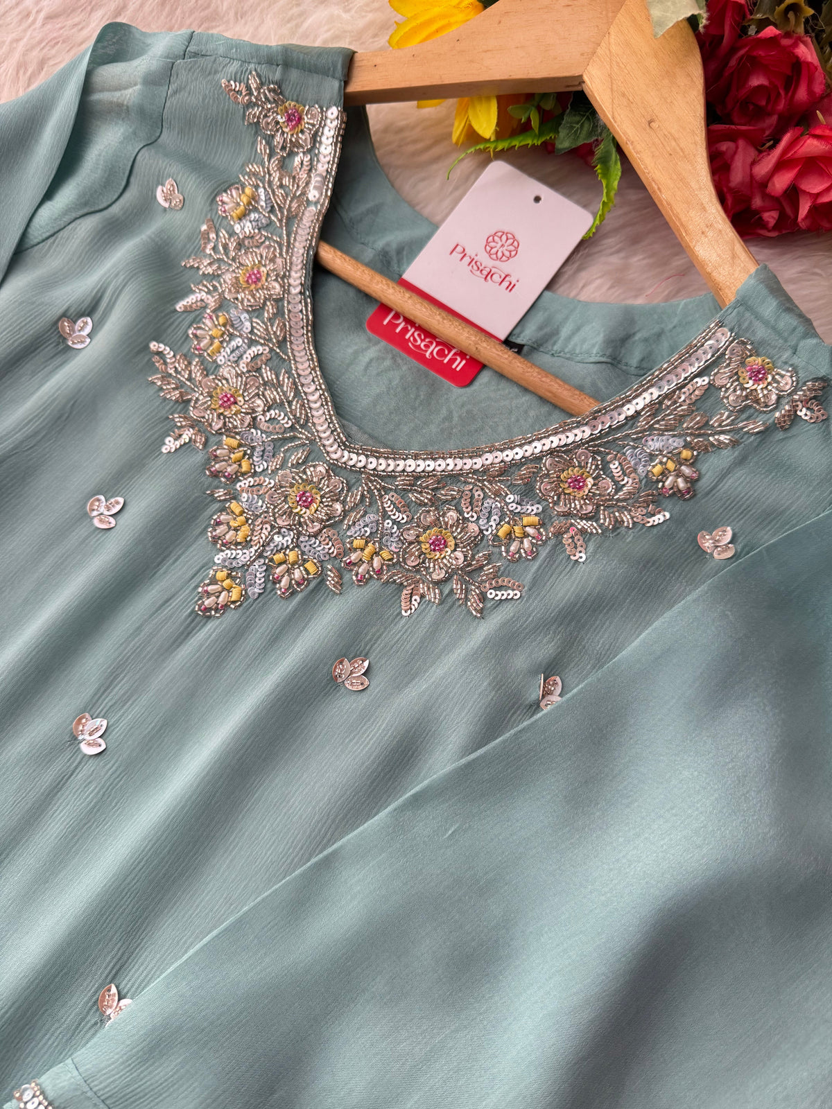 Sky Blue  Designer Embroidered Ethnic Kurta Set with Palazzo &  Dupatta