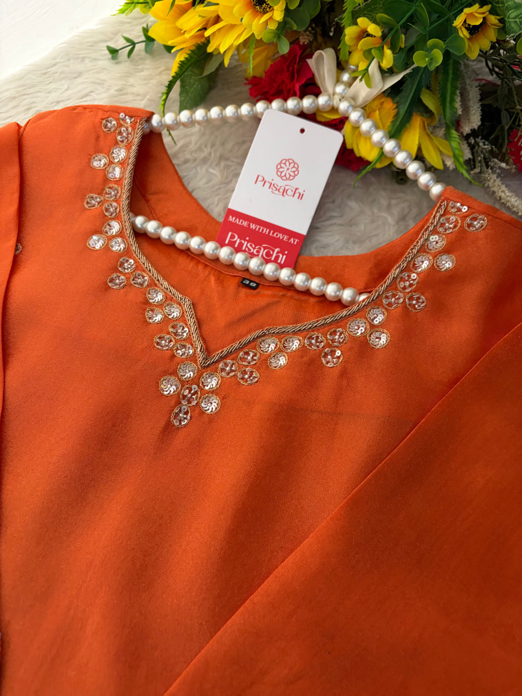 Orange Zardozi Embroidered Kurta Set for Women with Dupatta & Flared Pants | Designer Ethnic Suit Set