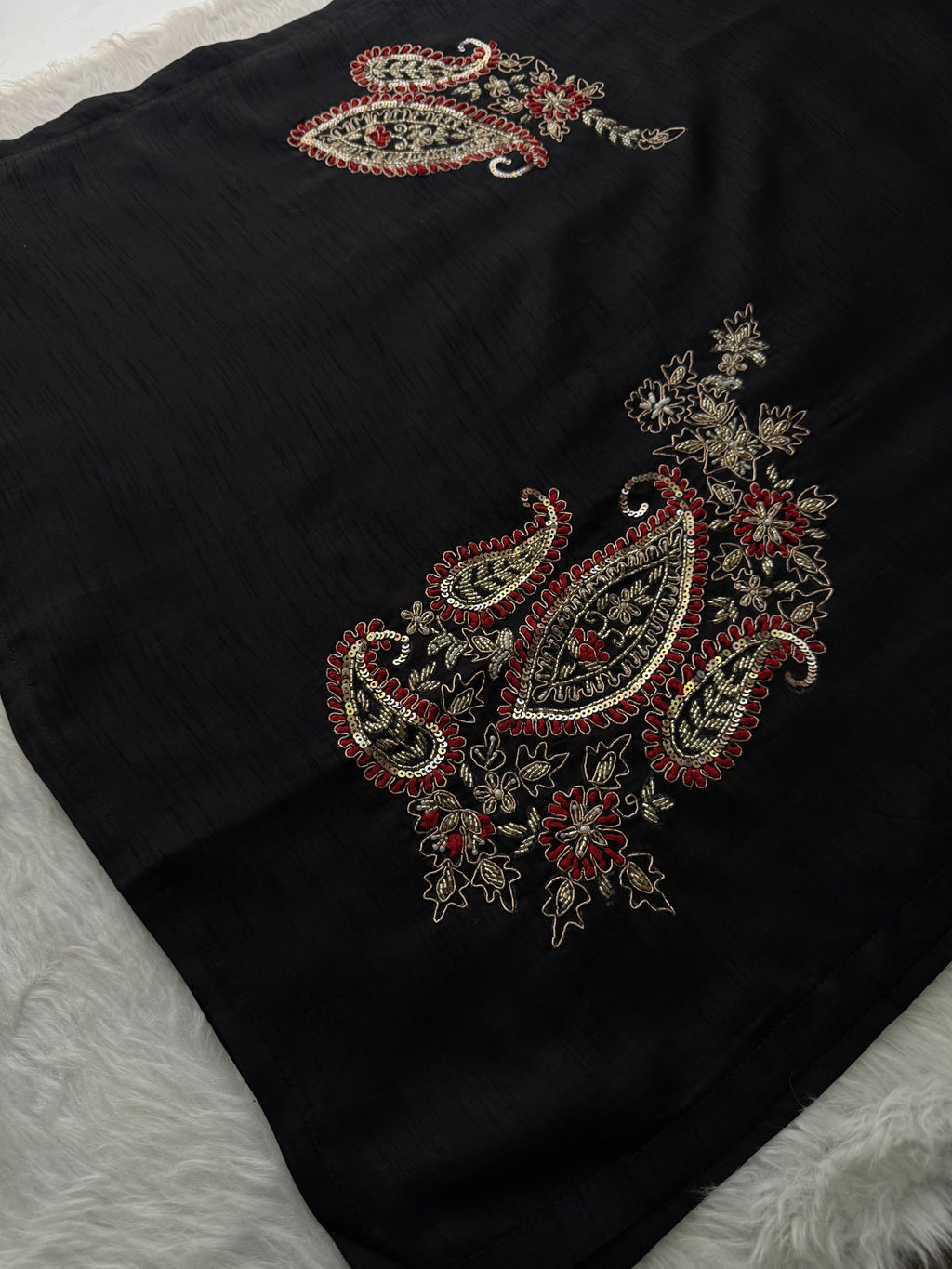 Black Embroidered Ethnic Kurta Set for Women with Pants & Dupatta