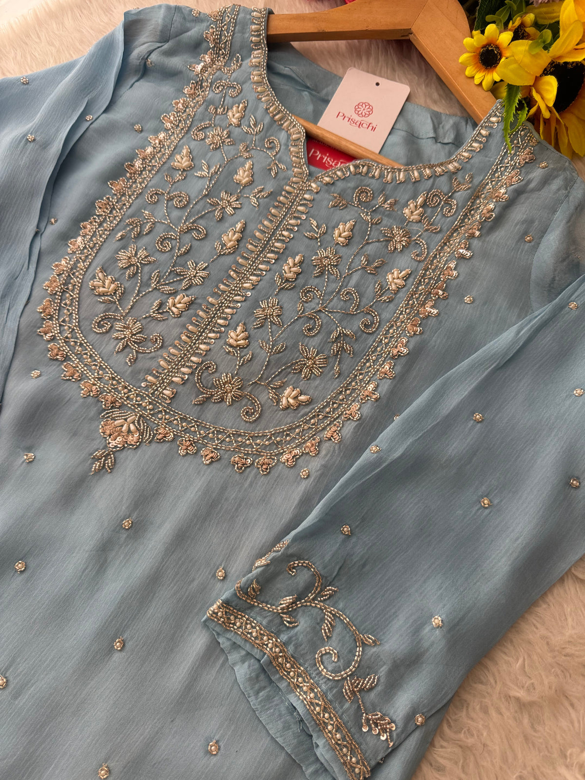 Embroidered Ethnic Kurti Sharara Suit Set with Dupatta for Women
