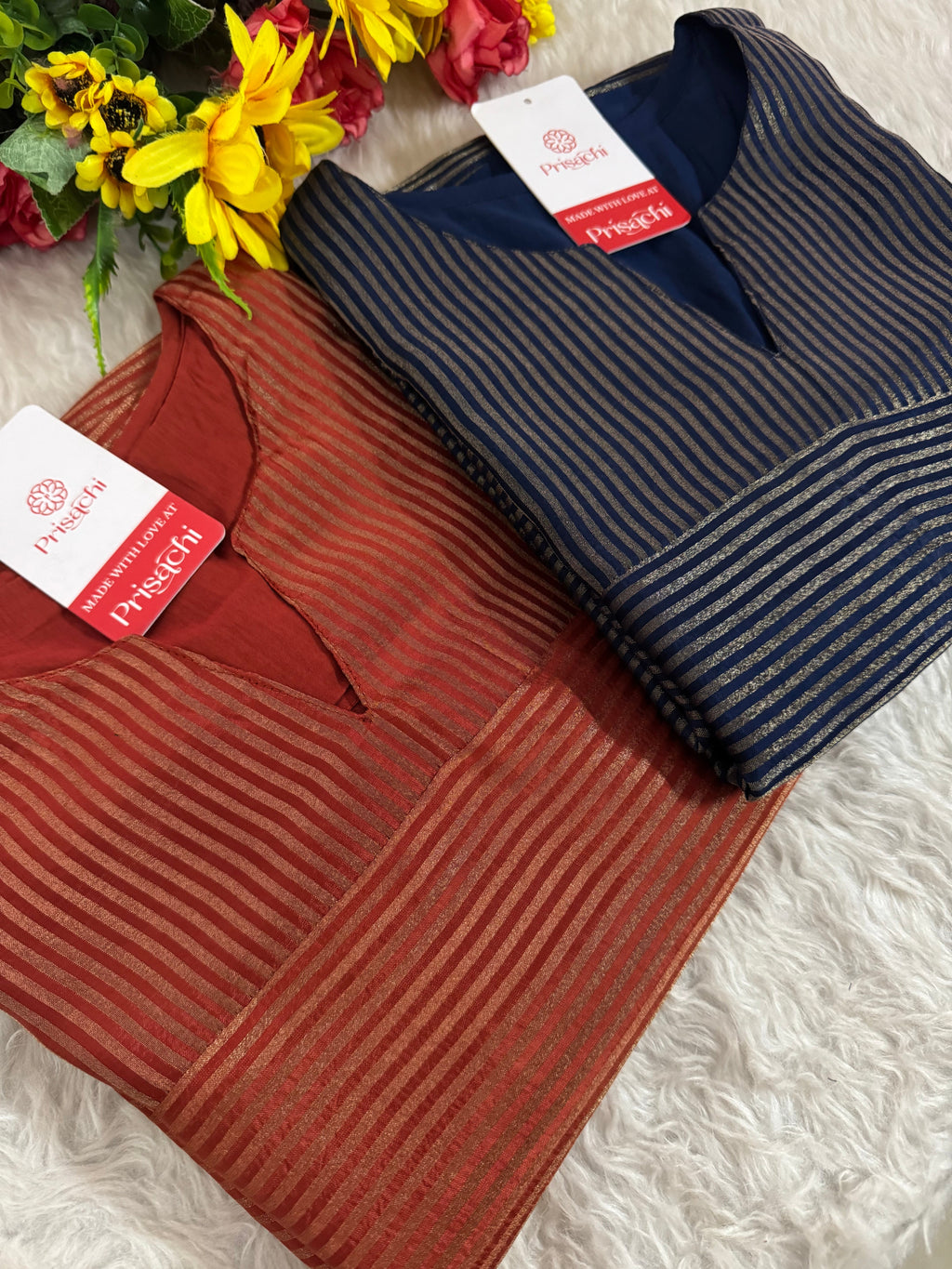 Navy Blue Ethnic Kurti Set for Women with Pants and Dupatta