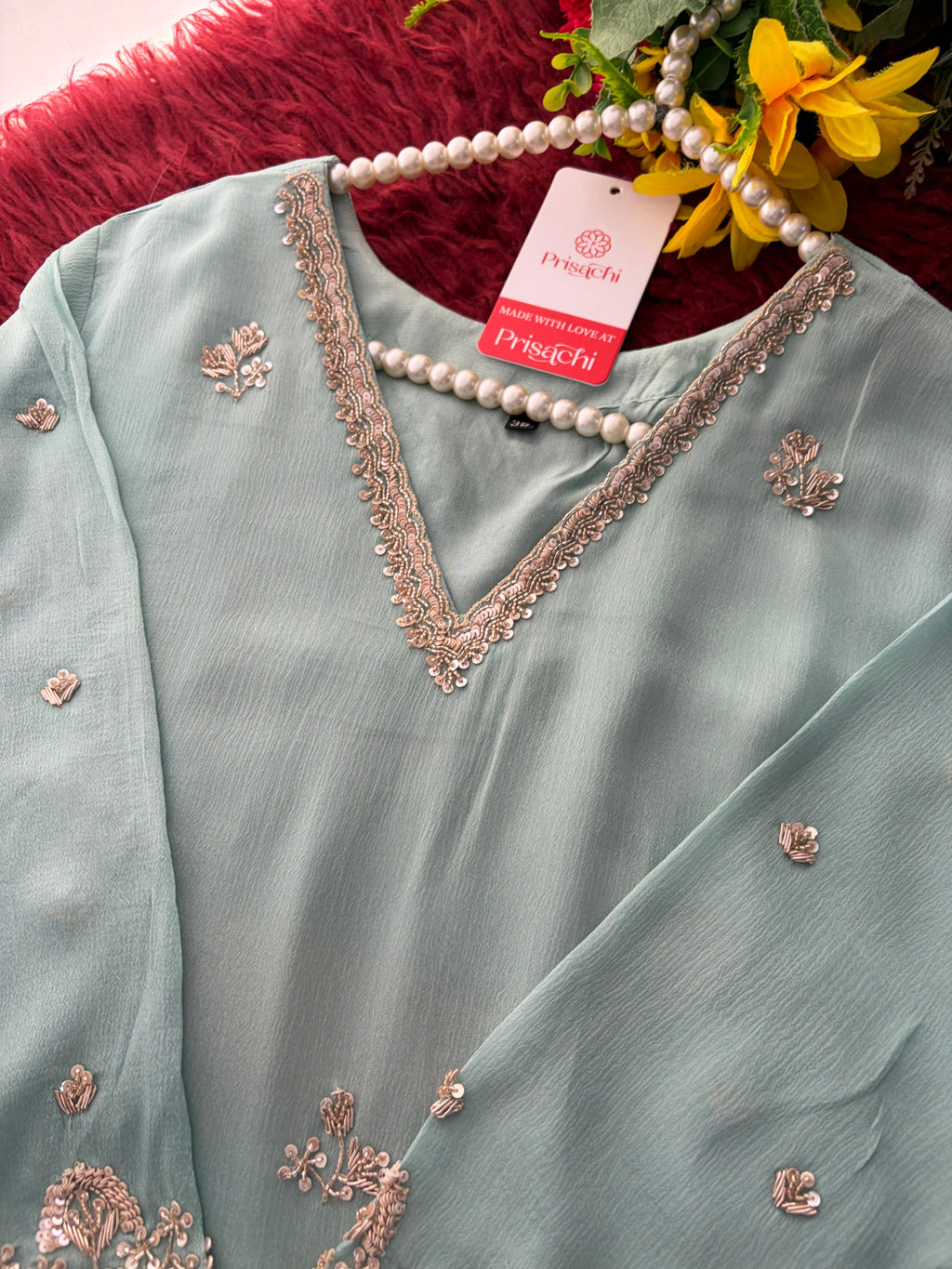 Sky Blue Zardozi Embroidered Kurti Set with Sharara And Dupatta | Festive & Wedding Ethnic Suit Set