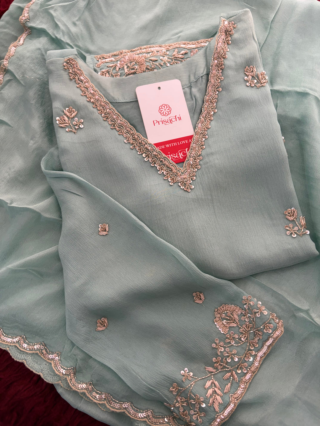 Sky Blue Zardozi Embroidered Kurti Set with Sharara And Dupatta | Festive & Wedding Ethnic Suit Set