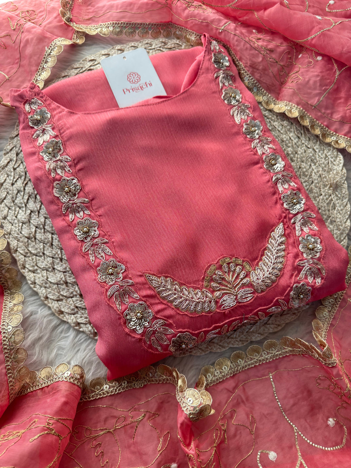 Pink Ethnic Embroidered Kurti Sharara Set with Dupatta