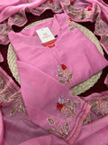 Pink Designer Ethnic A-Line Thread Embroidered Kurta Set with Dupatta and Pants