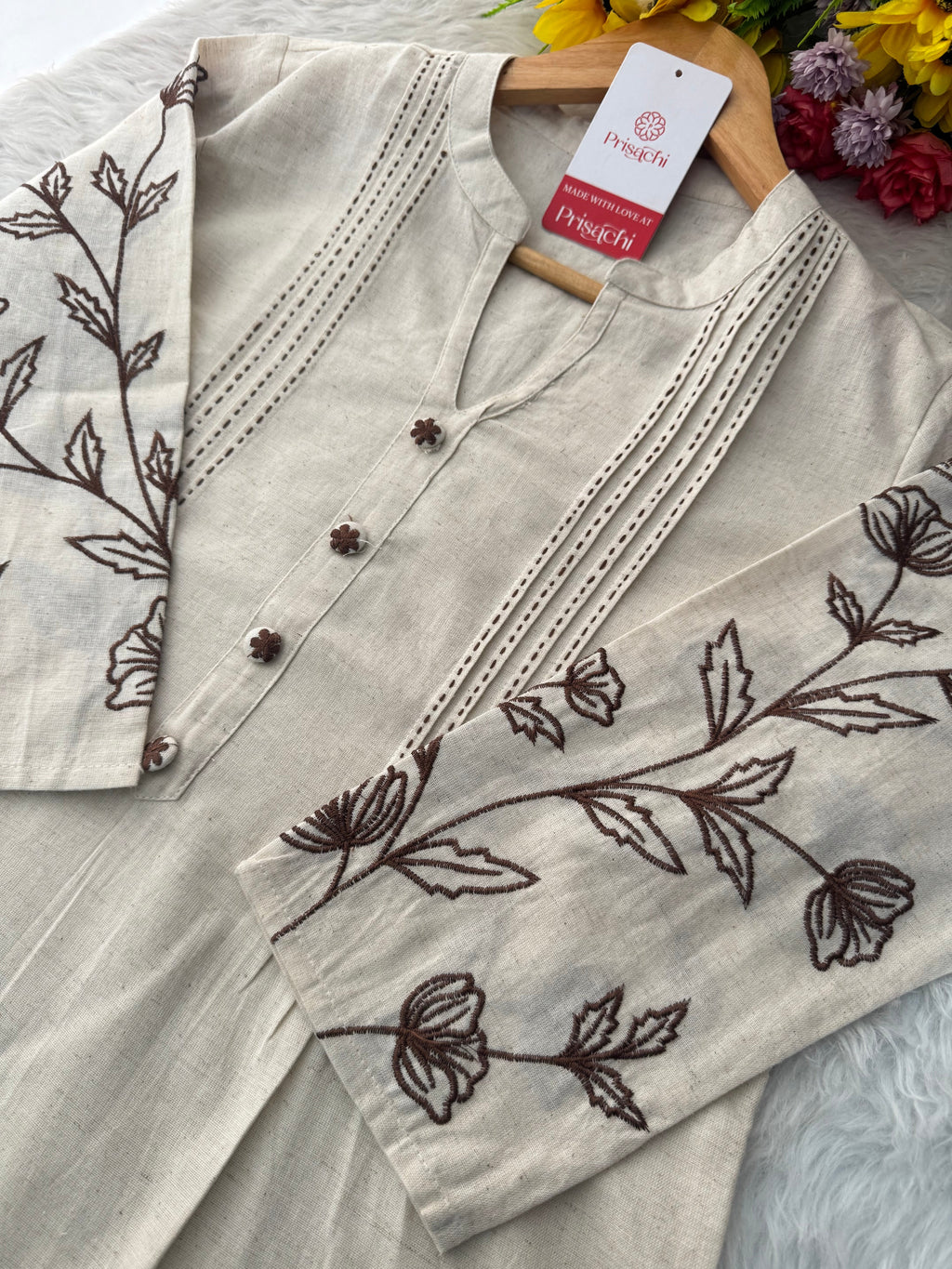 Designer Short Straight Kurti for Women | Thread Embroidered Kurta | Office, Casual & Daily Wear