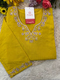 Yellow Short Thread Embroidered Kurti for Women