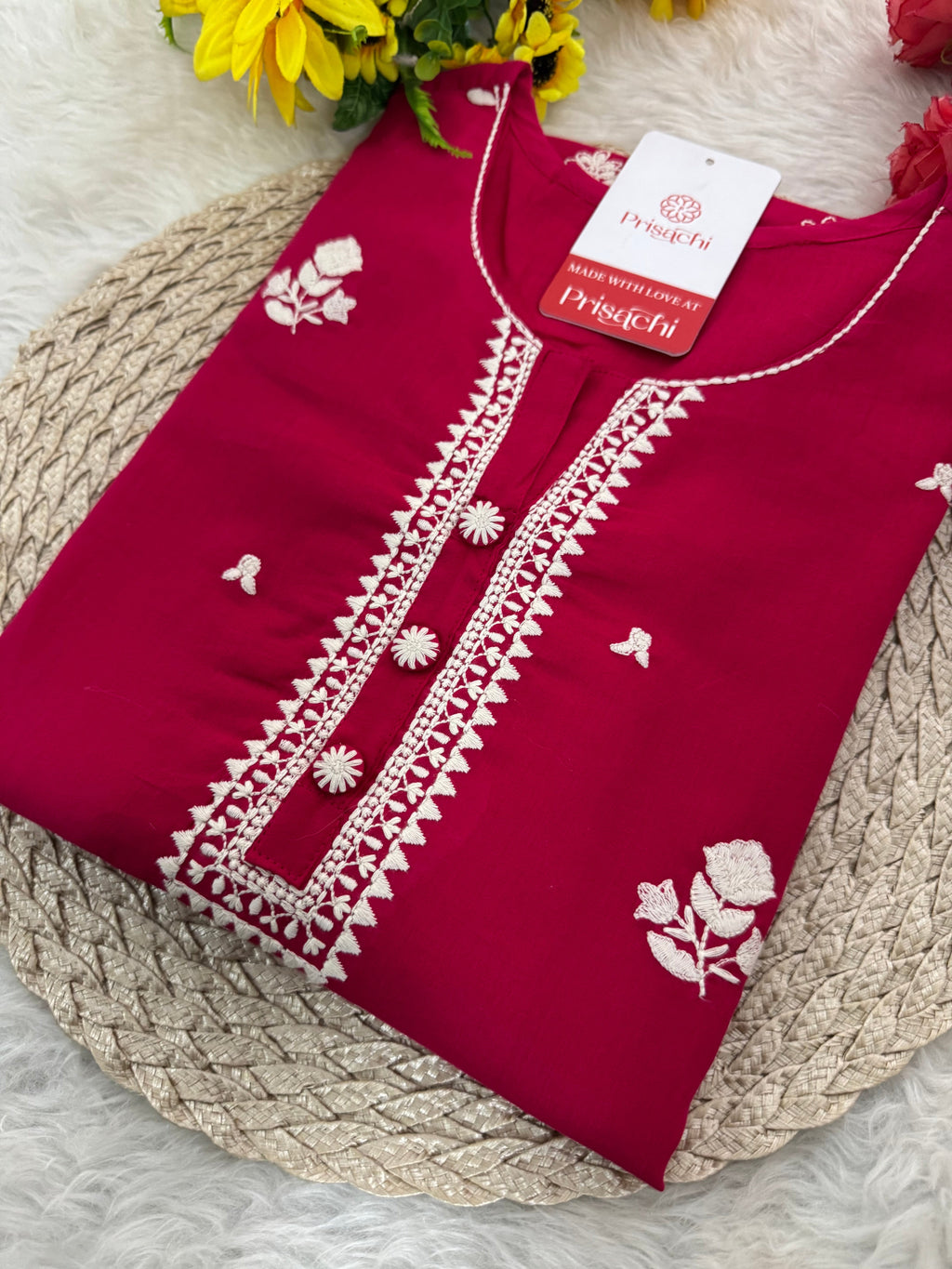 Designer Short Straight Kurti for Women | Thread Embroidered Kurta | Office, Casual & Daily Wear