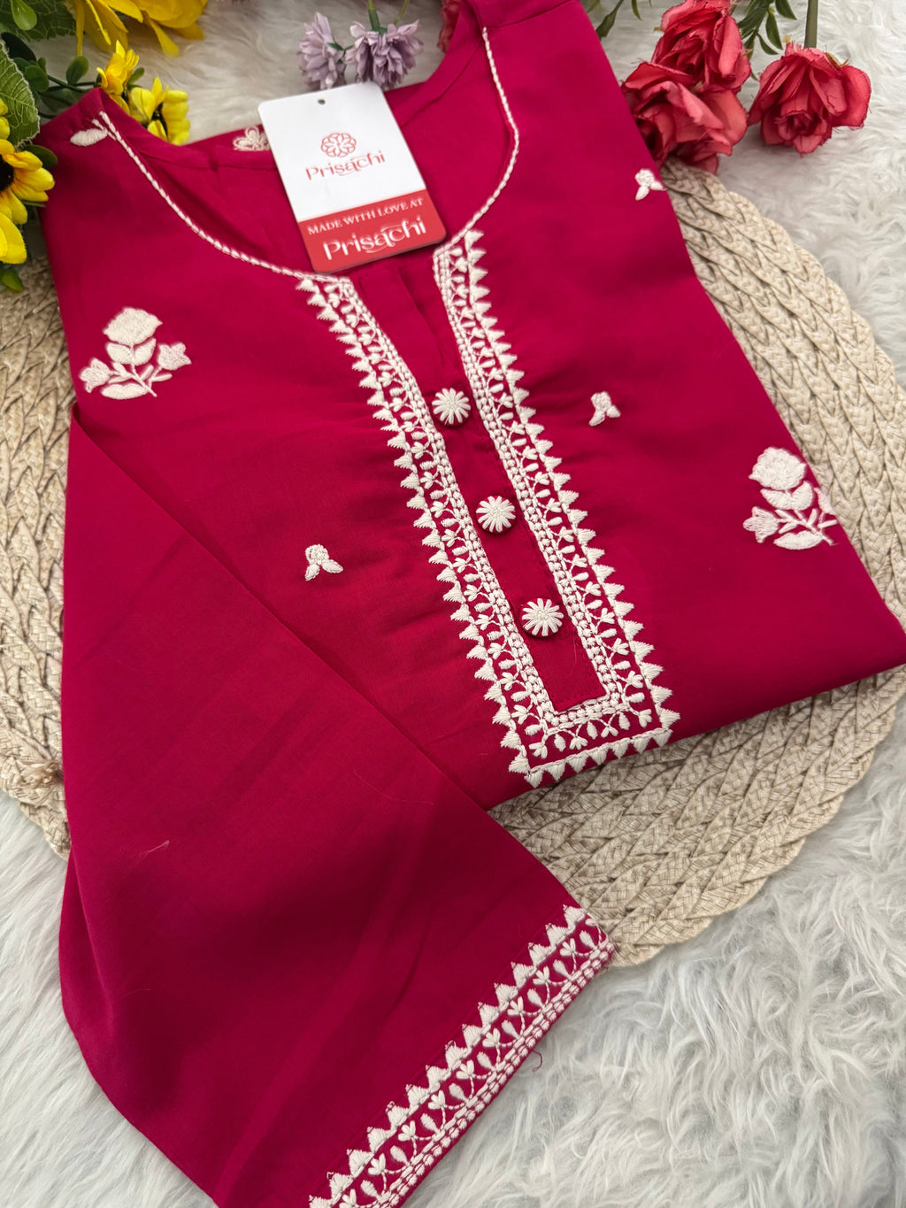 Designer Short Straight Kurti for Women | Thread Embroidered Kurta | Office, Casual & Daily Wear
