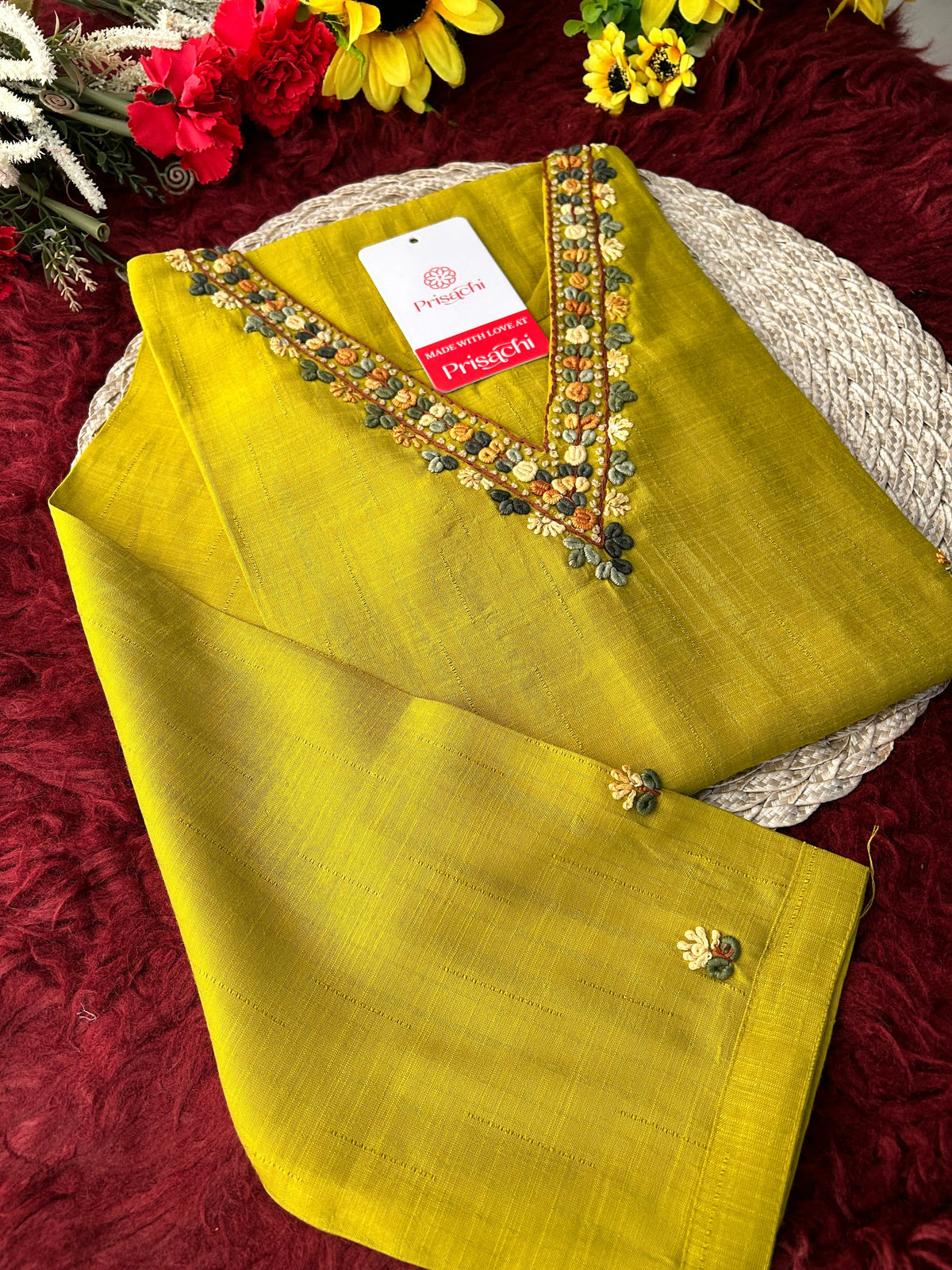 Mustard Yellow Thread Embroidered Ethnic Straight Long Kurti | Casual Office Daily Wear