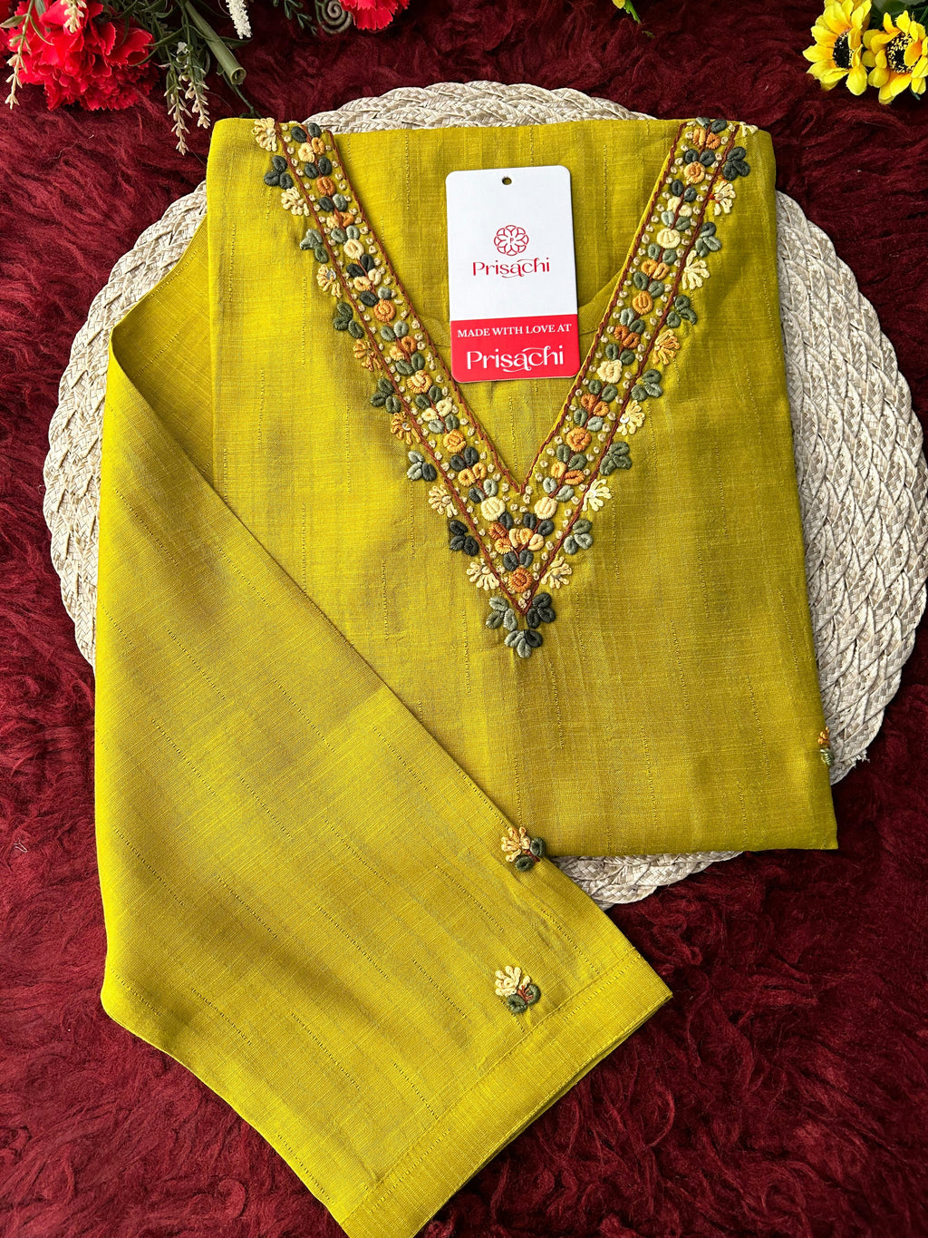 Mustard Yellow Thread Embroidered Ethnic Straight Long Kurti | Casual Office Daily Wear