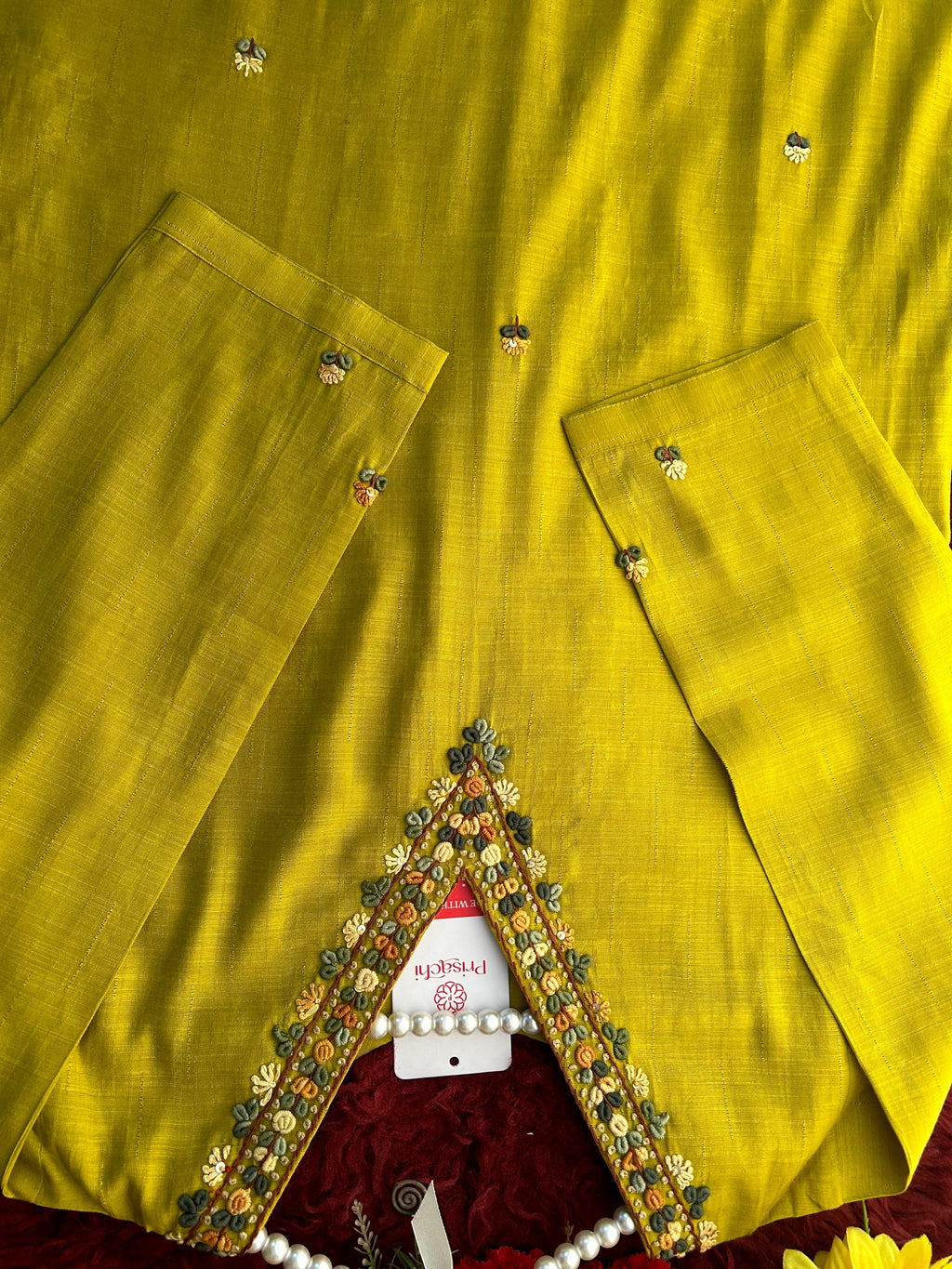 Mustard Yellow Thread Embroidered Ethnic Straight Long Kurti | Casual Office Daily Wear