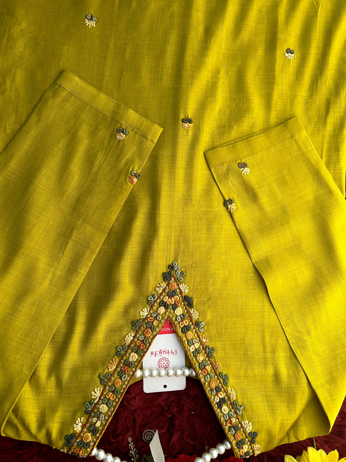 Mustard Yellow Thread Embroidered Ethnic Straight Long Kurti | Casual Office Daily Wear