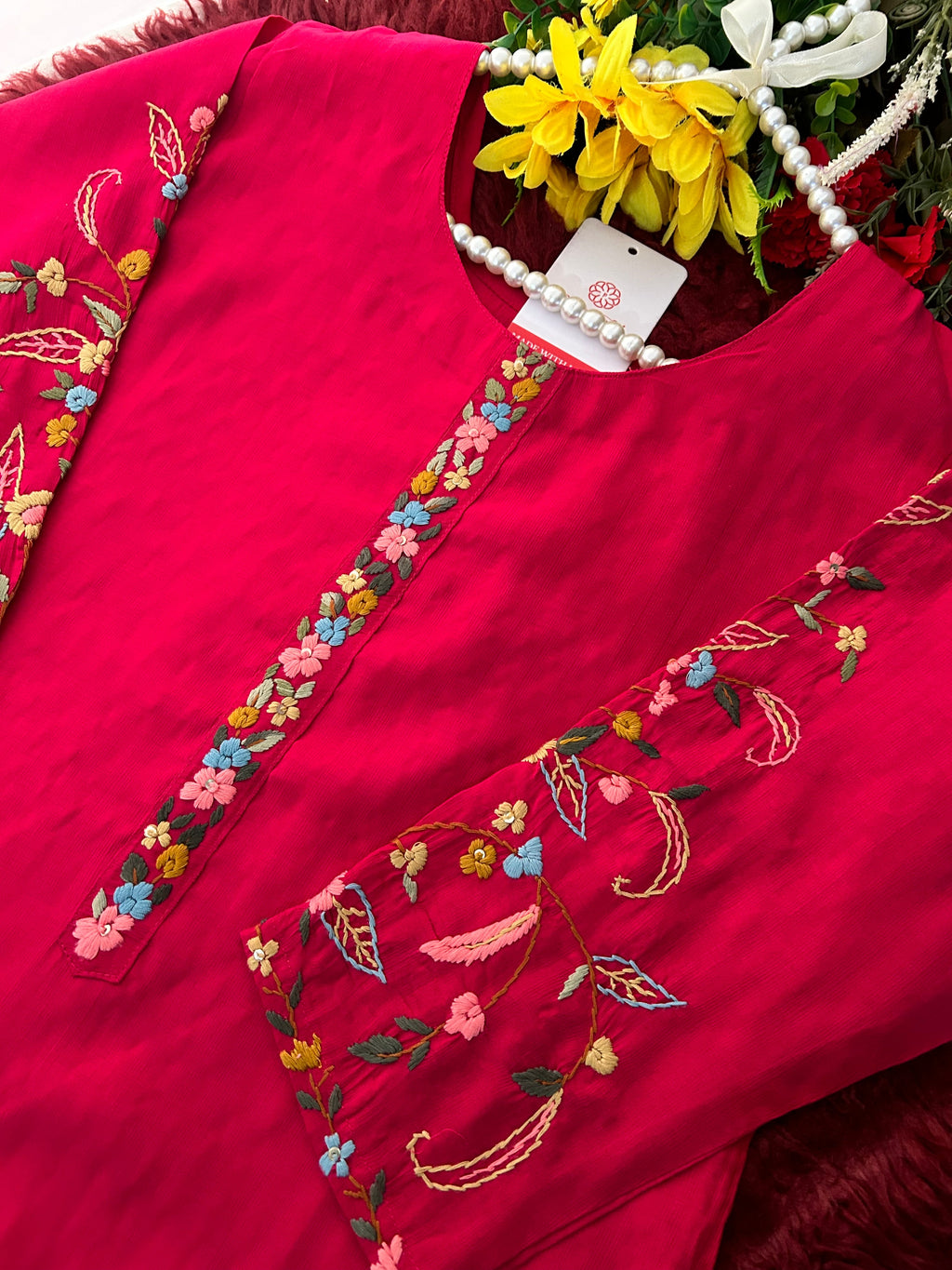 Designer Thread Embroidered Ethnic Straight Long Kurti | Casual Office And Daily Wear