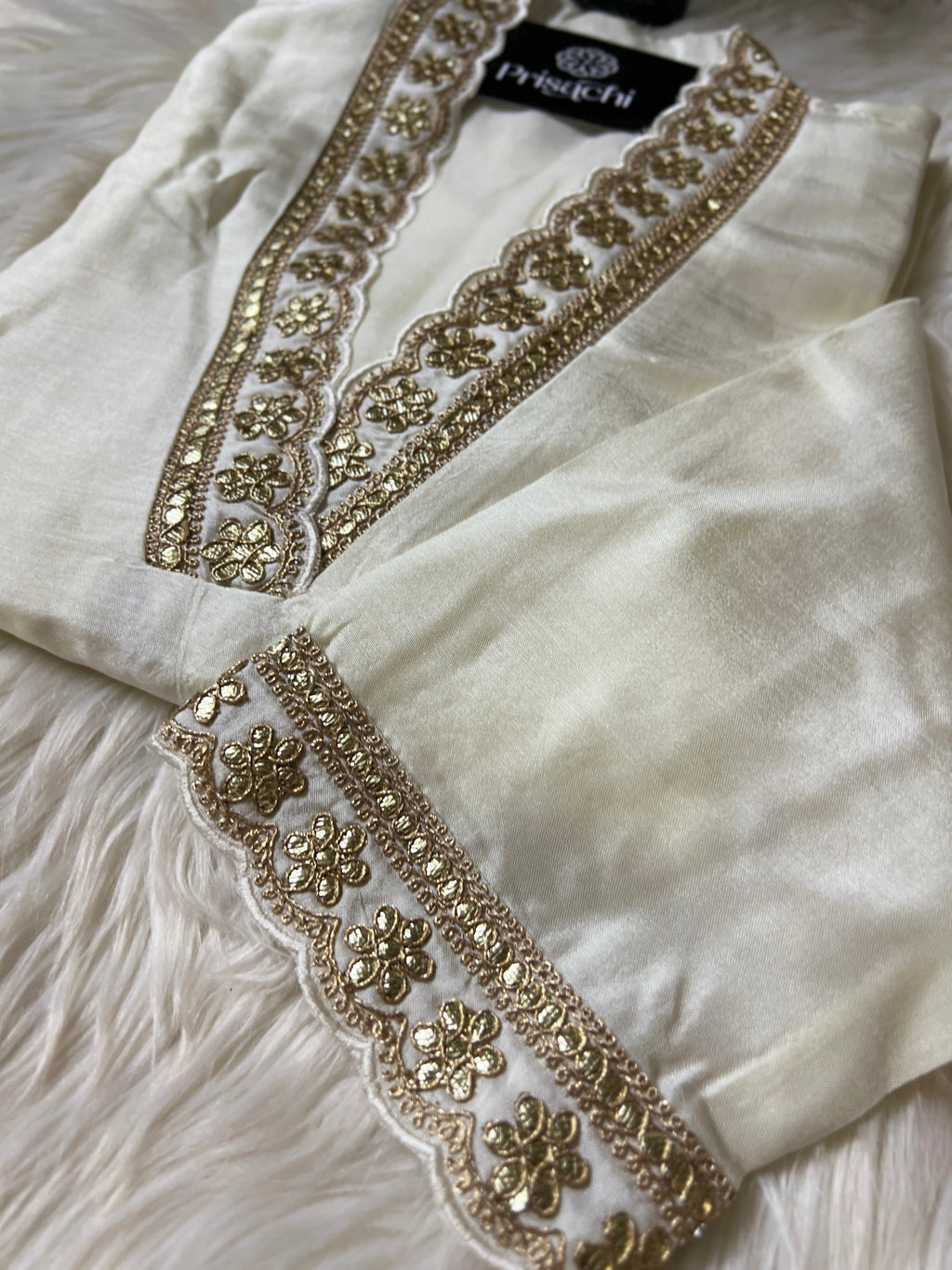 White Lilac silk kurta set with dupatta