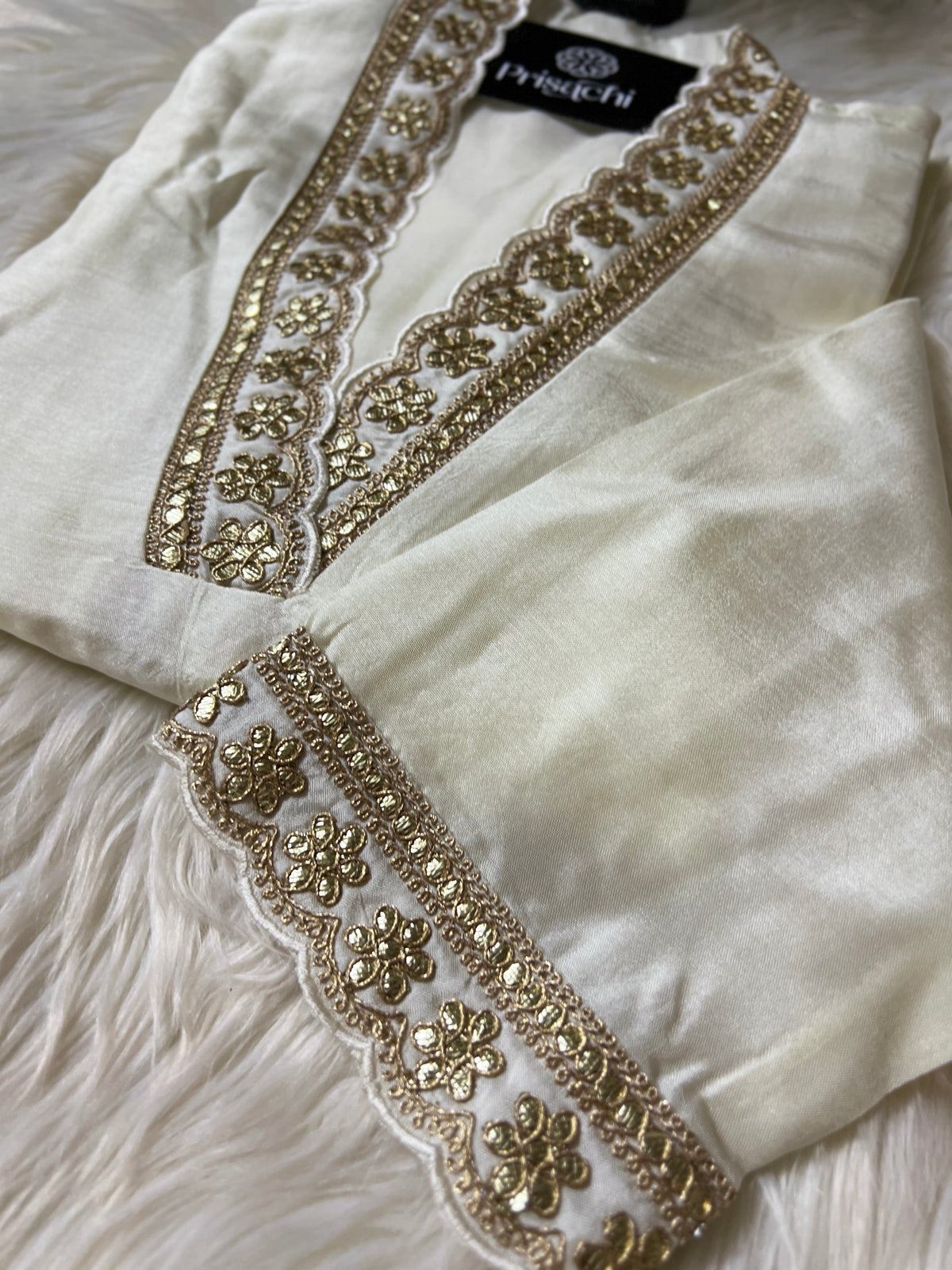 White Lilac silk kurta set with dupatta