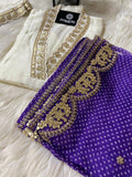 White Lilac silk kurta set with dupatta